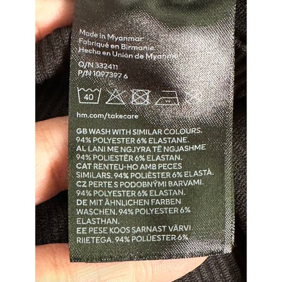 H&M divided black ribbed long sleeves fitted knit top size S - Picture 4 of 9